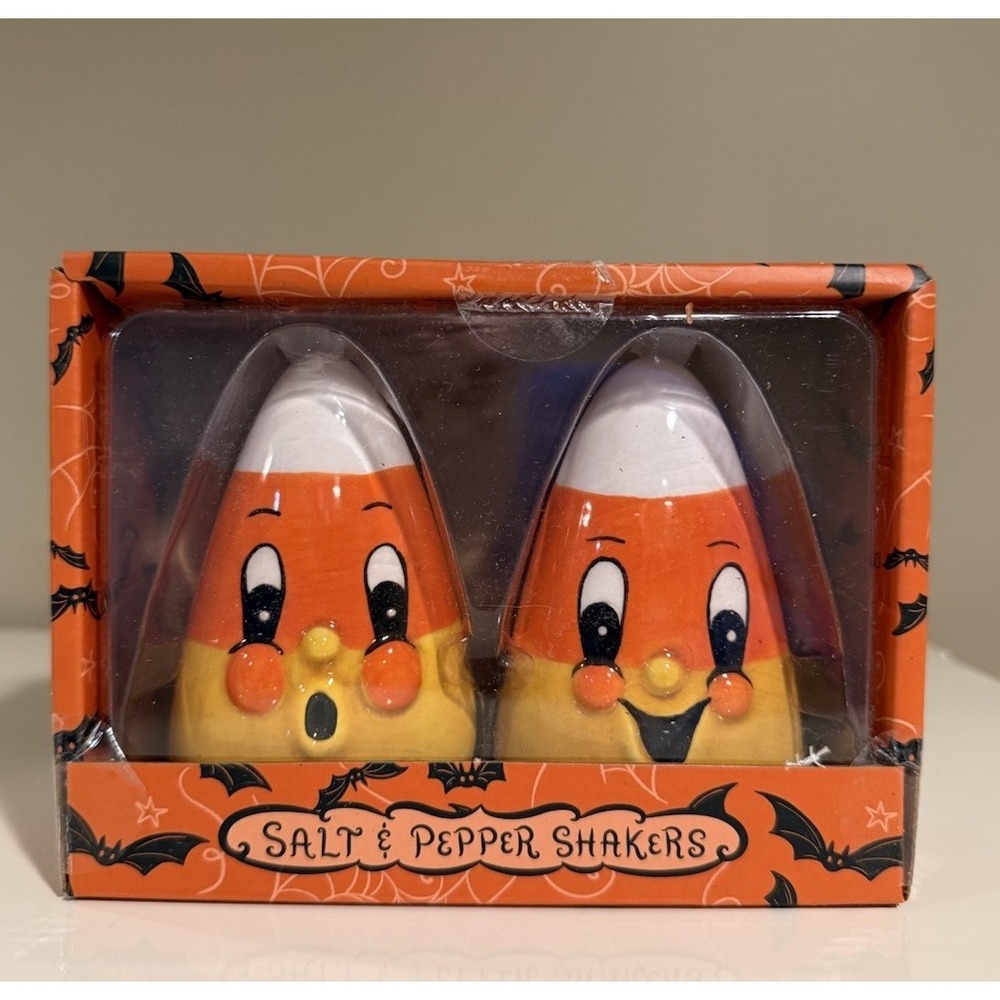 Johanna Parker Halloween Thanksgiving Candy Corn Salt & Pepper Set New